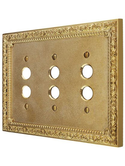 Floral Victorian Triple Gang Push-Button Switch Plate.